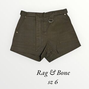Rag & Bone Olive Green Cargo Shorts high Waisted Medium sz 6